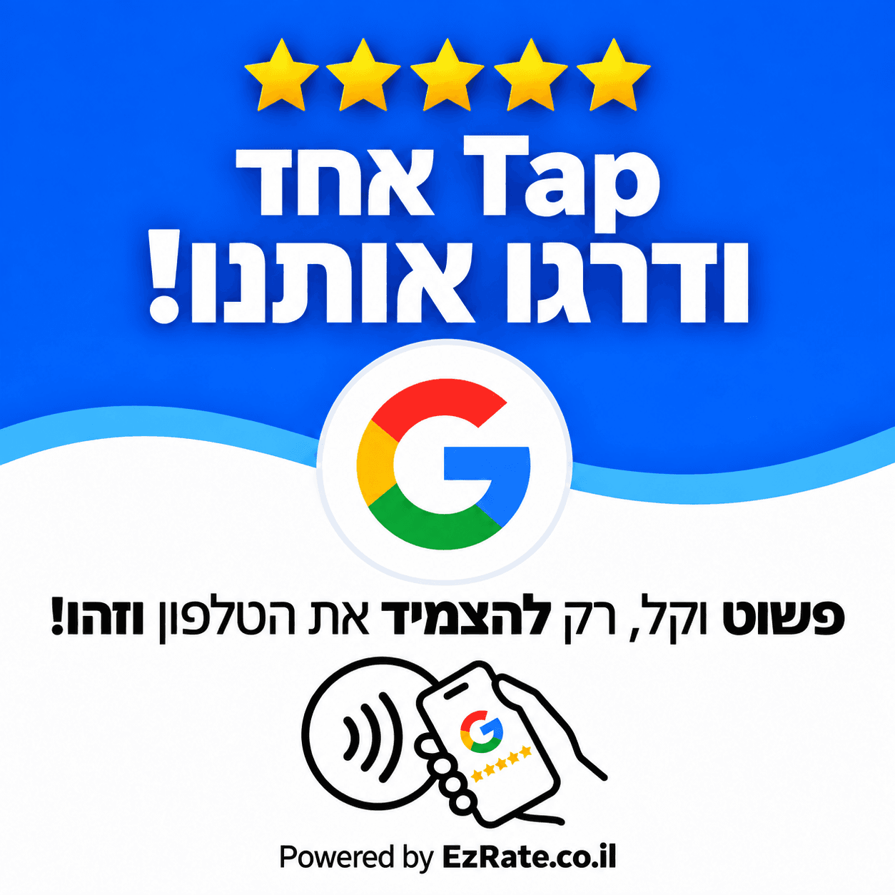 ההדפסה המקורית של כרטיס ביקורות Google